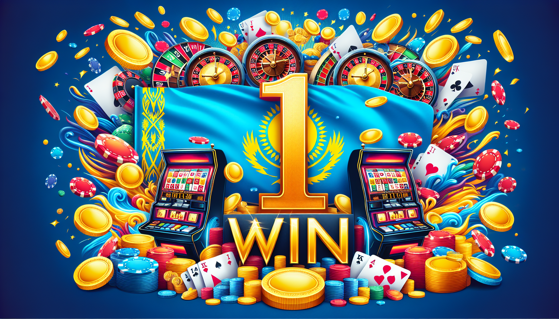 логотип 1win на фоне игрового автомата